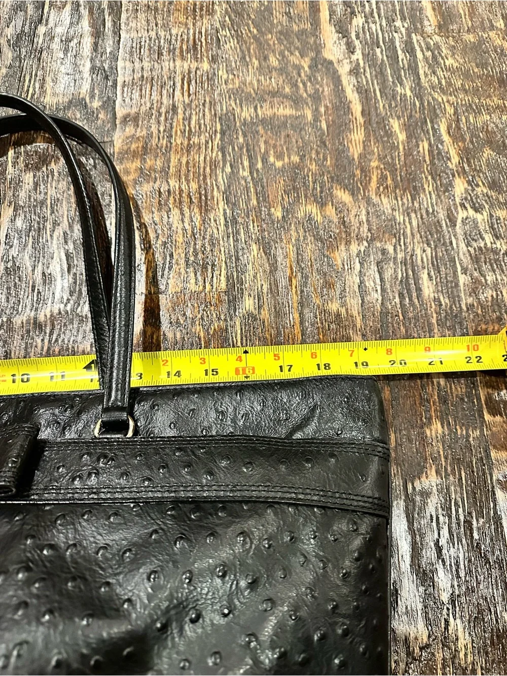 kate spade Valencia Road Harmony Black Ostrich-Texture Tote with Bow Trim